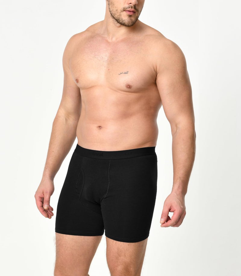 Comfneat Men's 5-Pack Boxer Briefs Super Stretchy Cotton Spandex Comfy Underwear (Black Pack-5, S) - Image 3